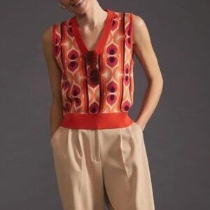 Anthropologie Maeve Jacquard Sweater Vest XXSP